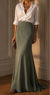Lazaro Sage Green Bridal Skirt Long A Line Formal Wedding Guest